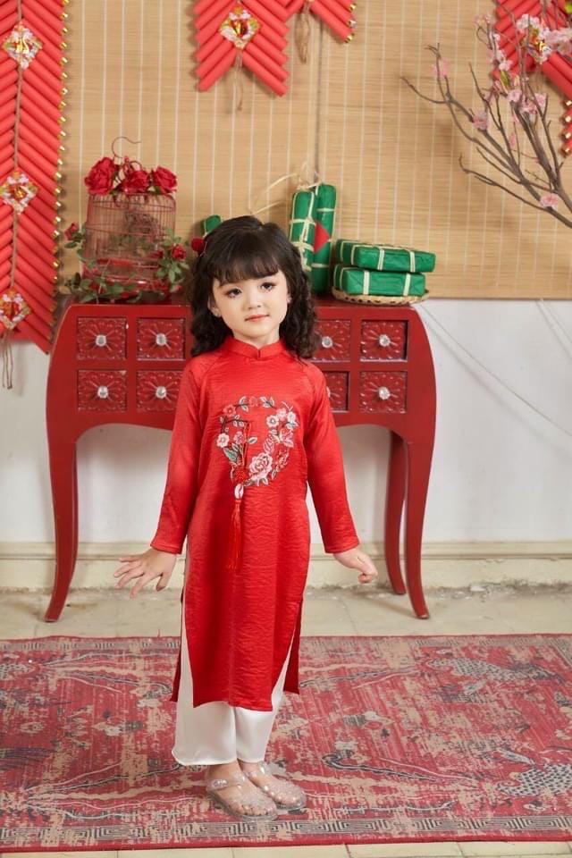 CLEARANCE embroidered silk ao dai for girls