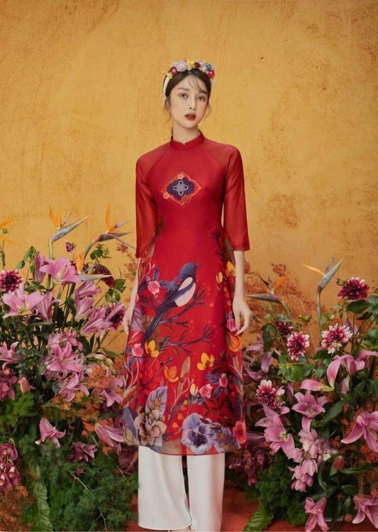 CLEARANCE Women Ao Dai- floral embroidery dress for women