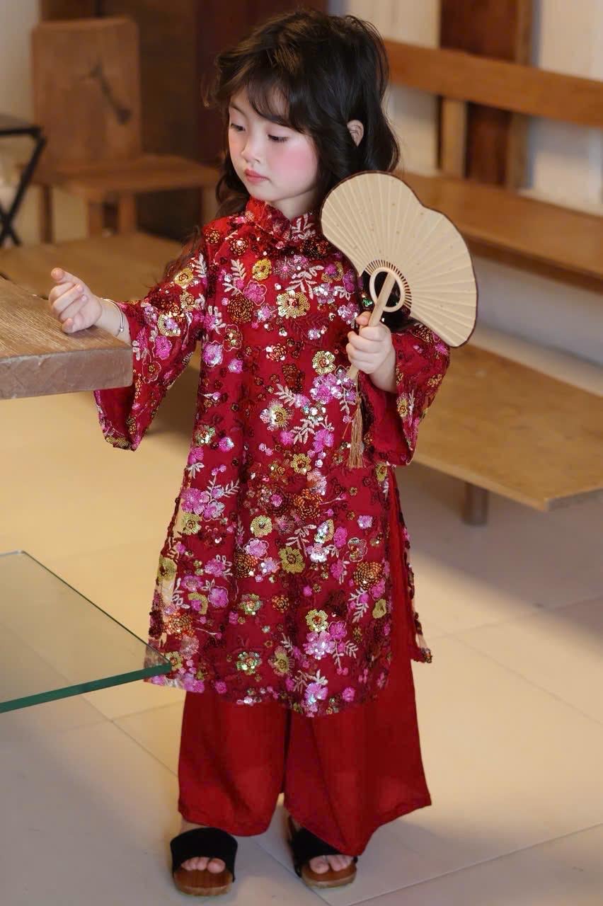 Pre-order sequin ao dai for girls 1-10Y