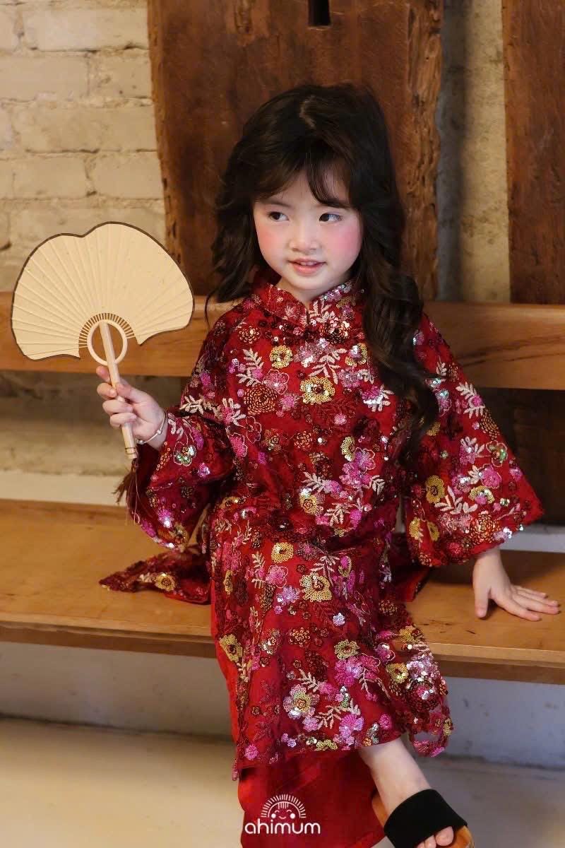 Pre-order sequin ao dai for girls 1-10Y