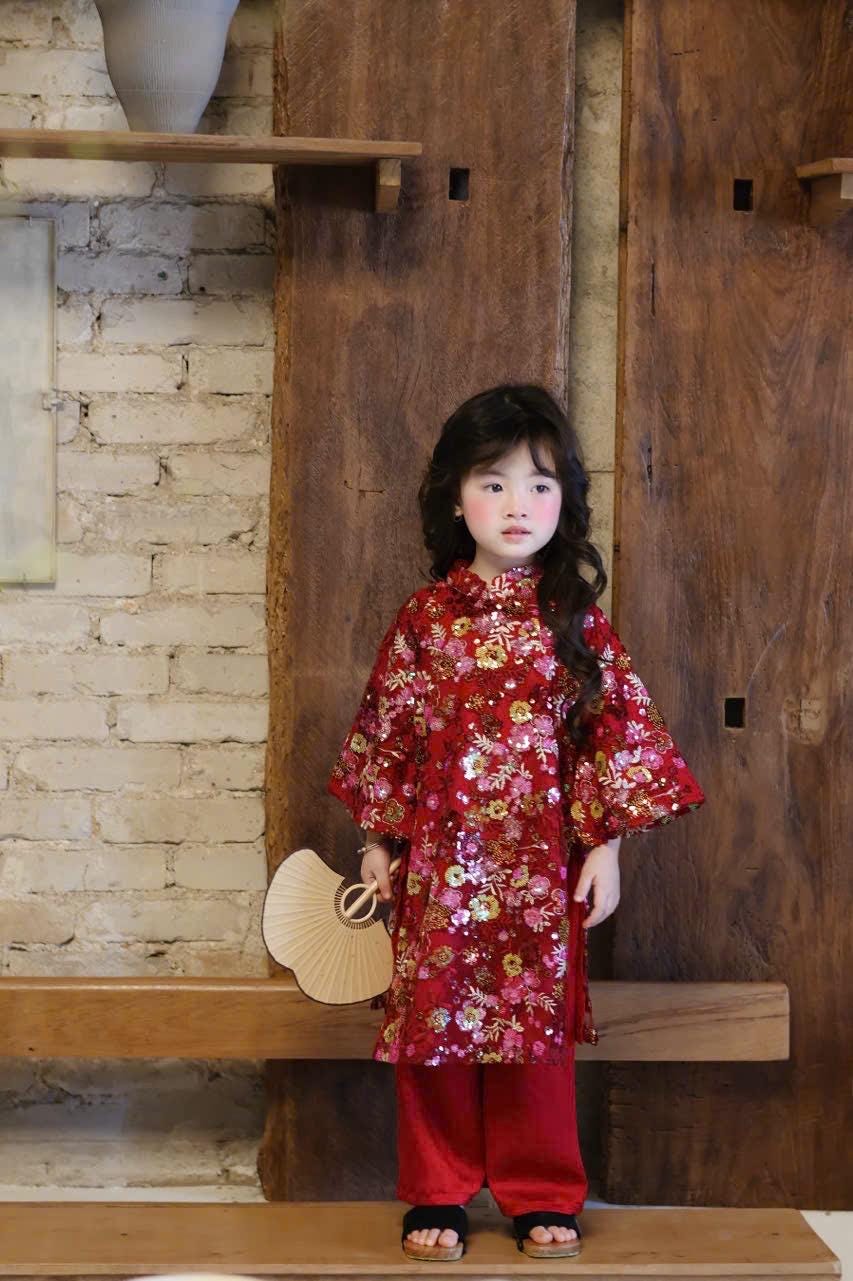 Pre-order sequin ao dai for girls 1-10Y