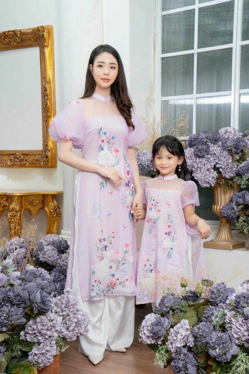 CLEARANCE Women and kid matching áo dài- Ao dai over size, big size, teen, girl