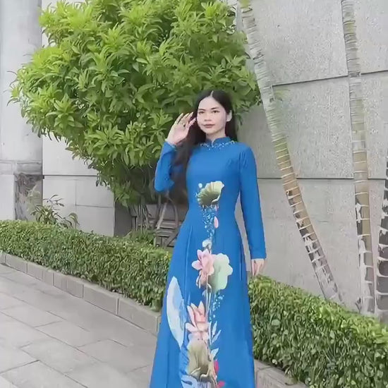 Traditional silk Ao dai - Ao dai truyen thong - Vietnamese traditional dress for women