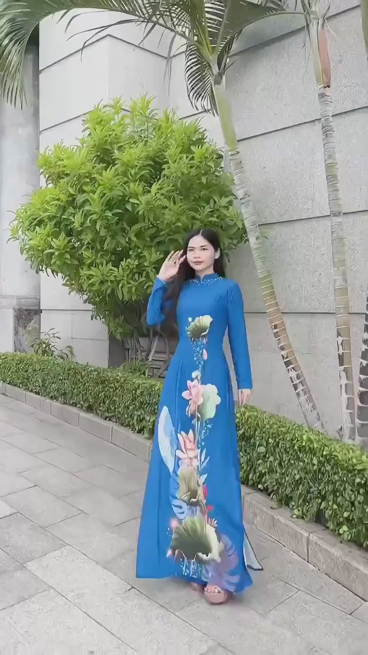 Traditional silk Ao dai - Ao dai truyen thong - Vietnamese traditional dress for women