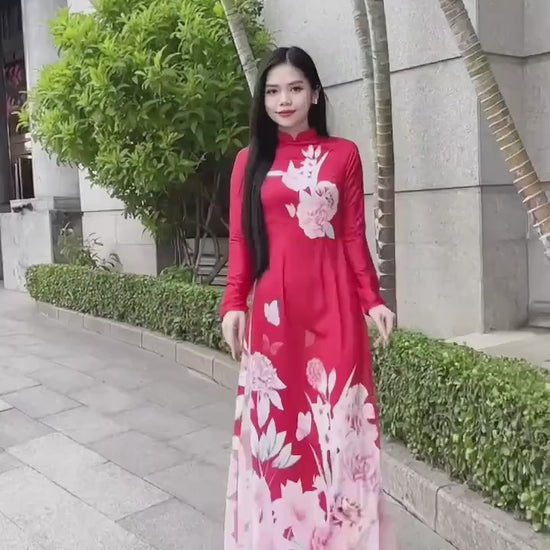 Traditional silk Ao dai - Ao dai truyen thong - Vietnamese traditional dress for women