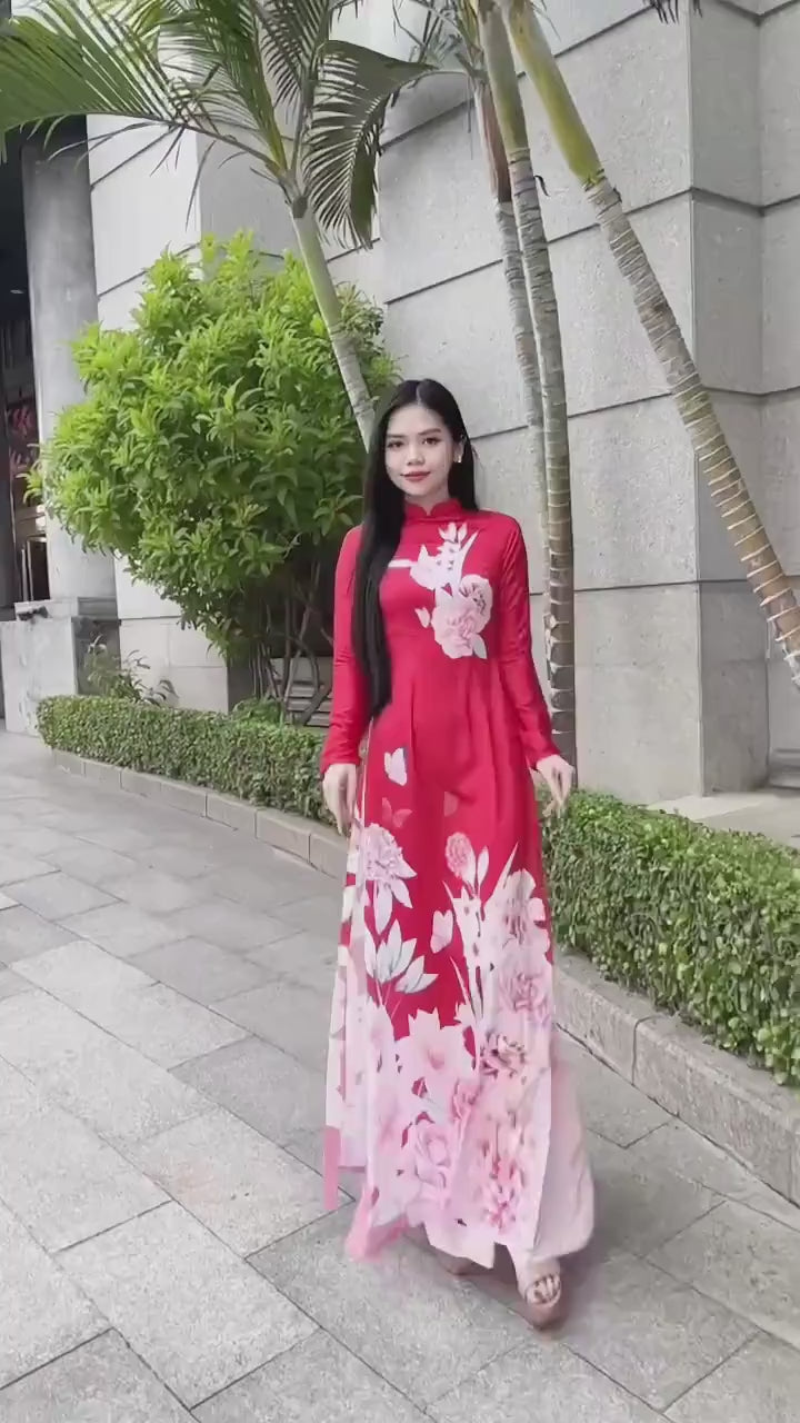 Traditional silk Ao dai - Ao dai truyen thong - Vietnamese traditional dress for women